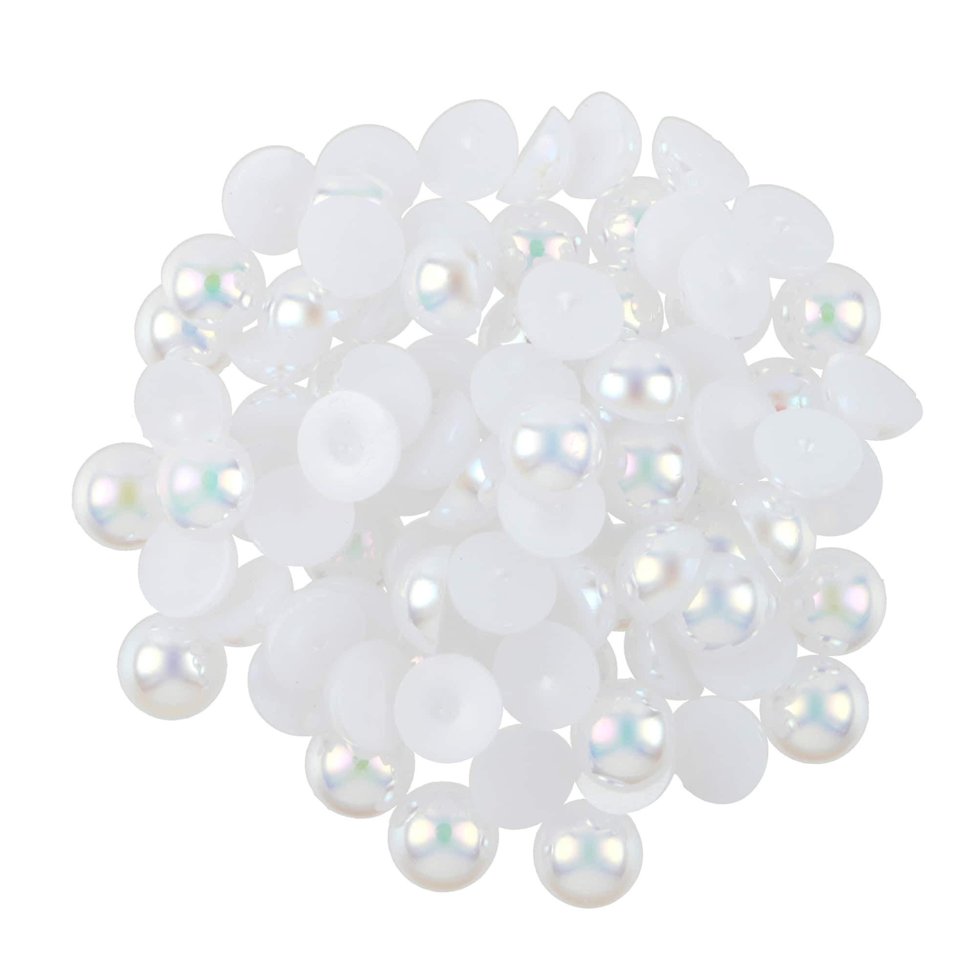 7.5mm White AB Round Flatback Plastic Pearls, 1,200ct. by Bead Landing™